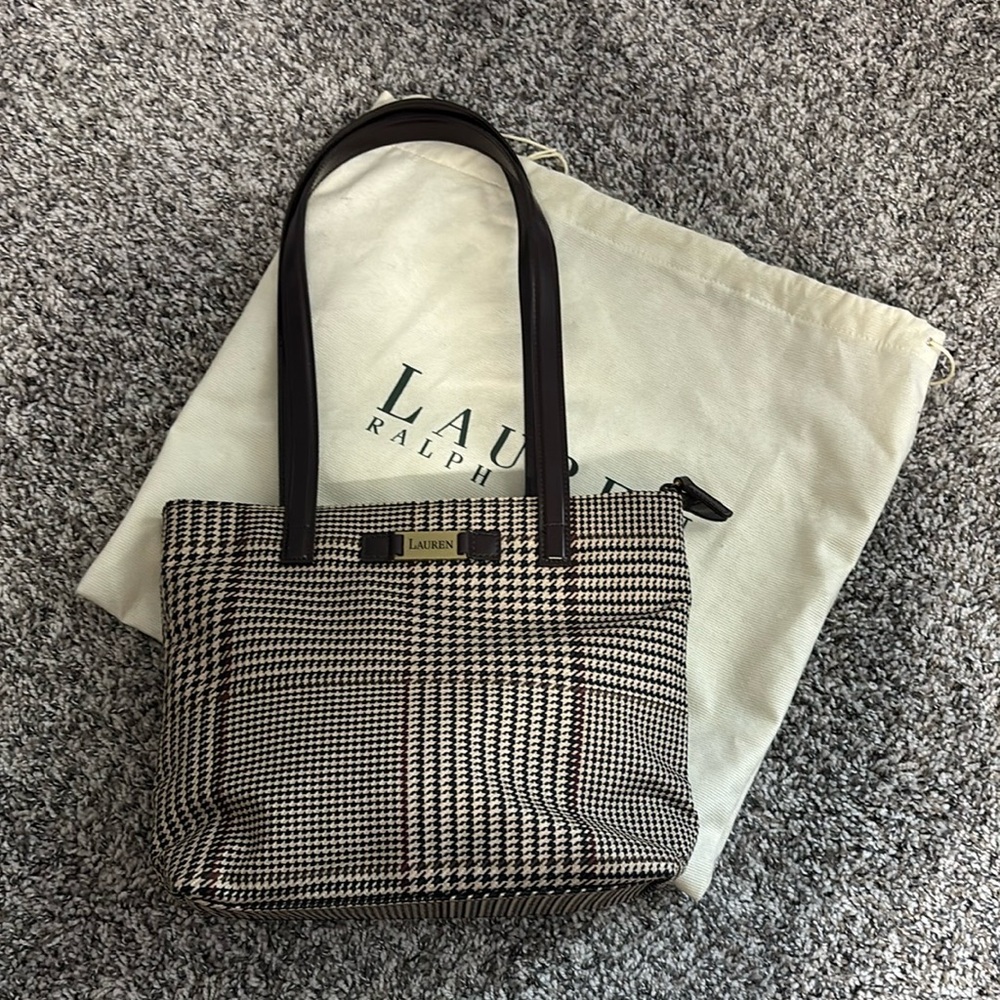 Vintage Ralph Lauren Black and White Tote Bag